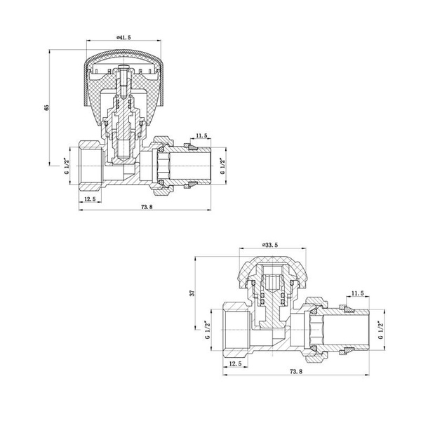 Комплект кранов радиаторных Thermo Alliance Standart 1/2" ВН прямой (TAS230W15)