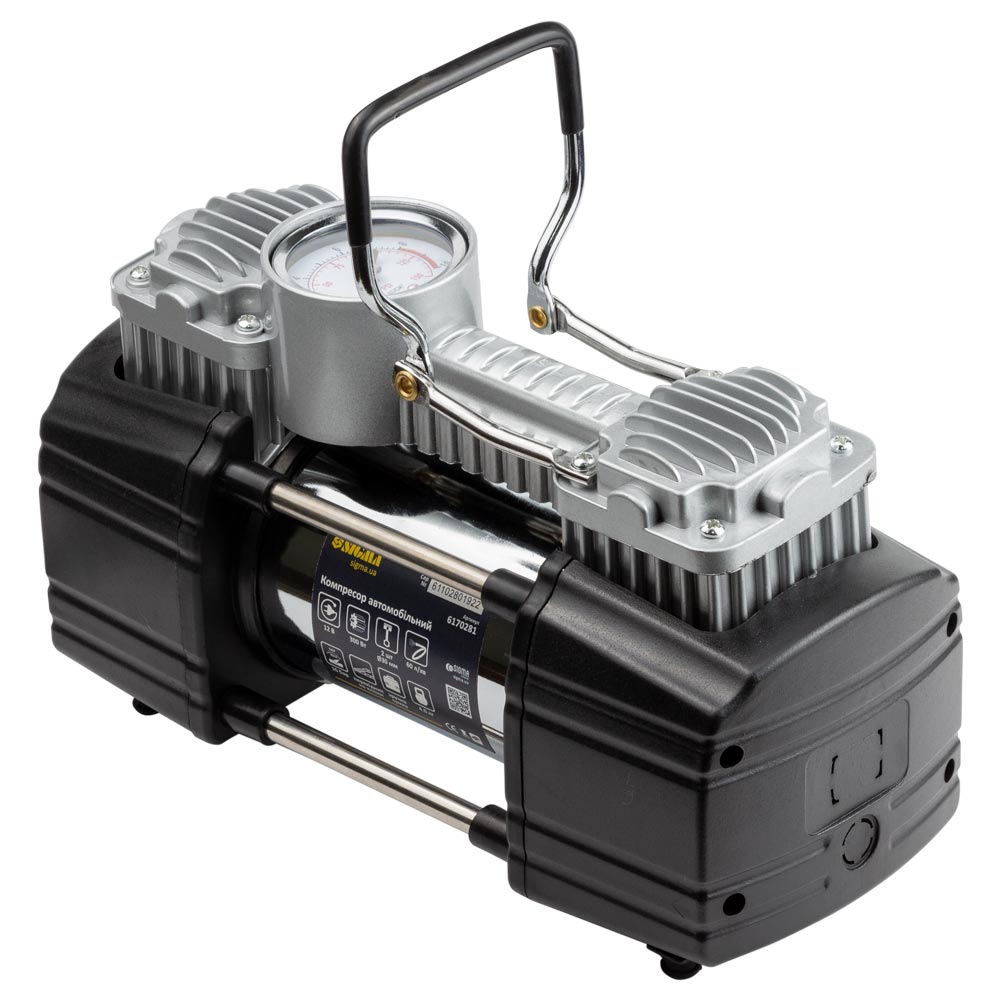 Компрессор автомобильный Sigma 12В 300Вт 25А 60л/мин 10бар сумка переходник на клеммы