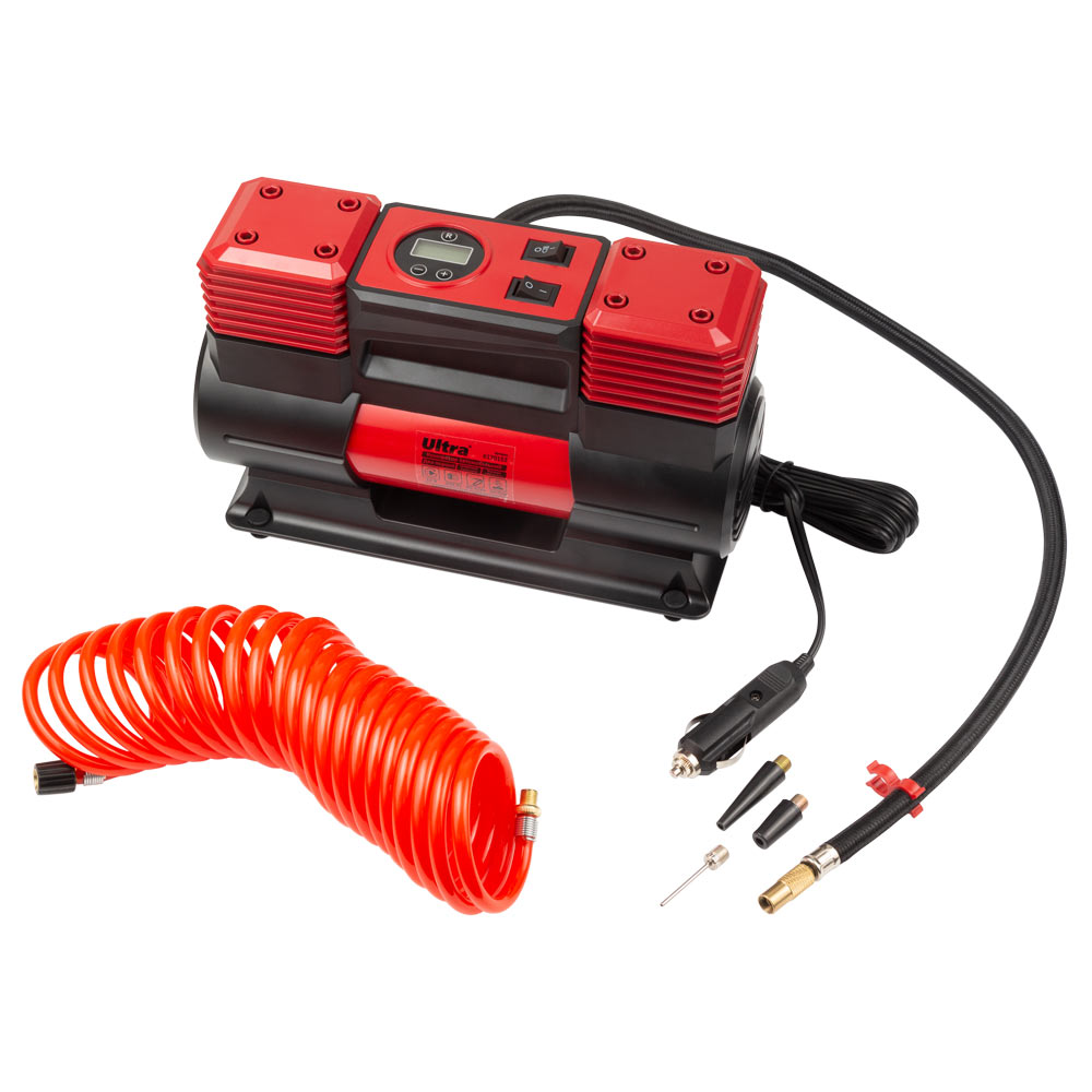 Компрессор автомобильный Ultra автостоп 12В 200Вт 16А 65л/мин 10бар с фонариком сумка