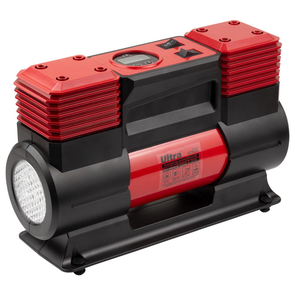 Компрессор автомобильный Ultra автостоп 12В 200Вт 16А 65л/мин 10бар с фонариком сумка