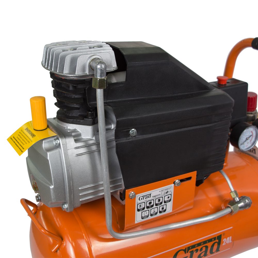 Компрессор Grad одноцилиндровый 1.5кВт 196л/мин 8бар 24л (2 крана)