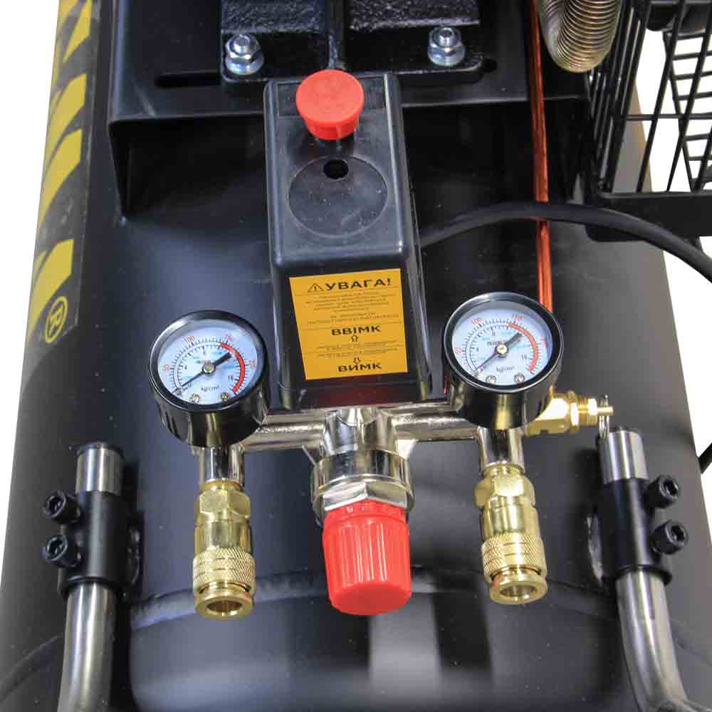 Компрессор Sigma двухцилиндровый ременный (V) 2.5кВт 396л/мин 10бар 100л (2 крана)