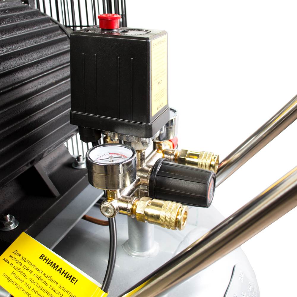 Компрессор Sigma двухцилиндровый ременный (II) 380В 4кВт 678л/мин 10бар 100л 2 крана