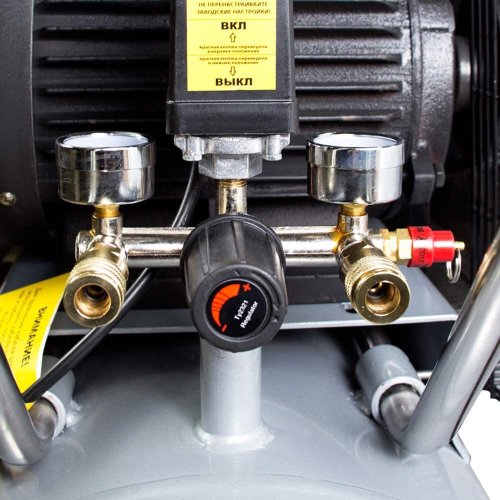 Компрессор Sigma двухцилиндровый ременный (II) 380В 4кВт 678л/мин 10бар 100л 2 крана