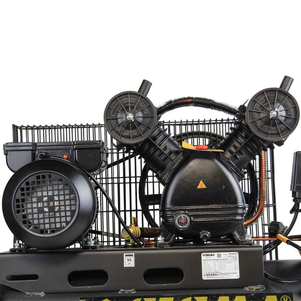 Компрессор Sigma двухцилиндровый ременный (V) 2.5кВт 396л/мин 10 бар 50л (2 крана)