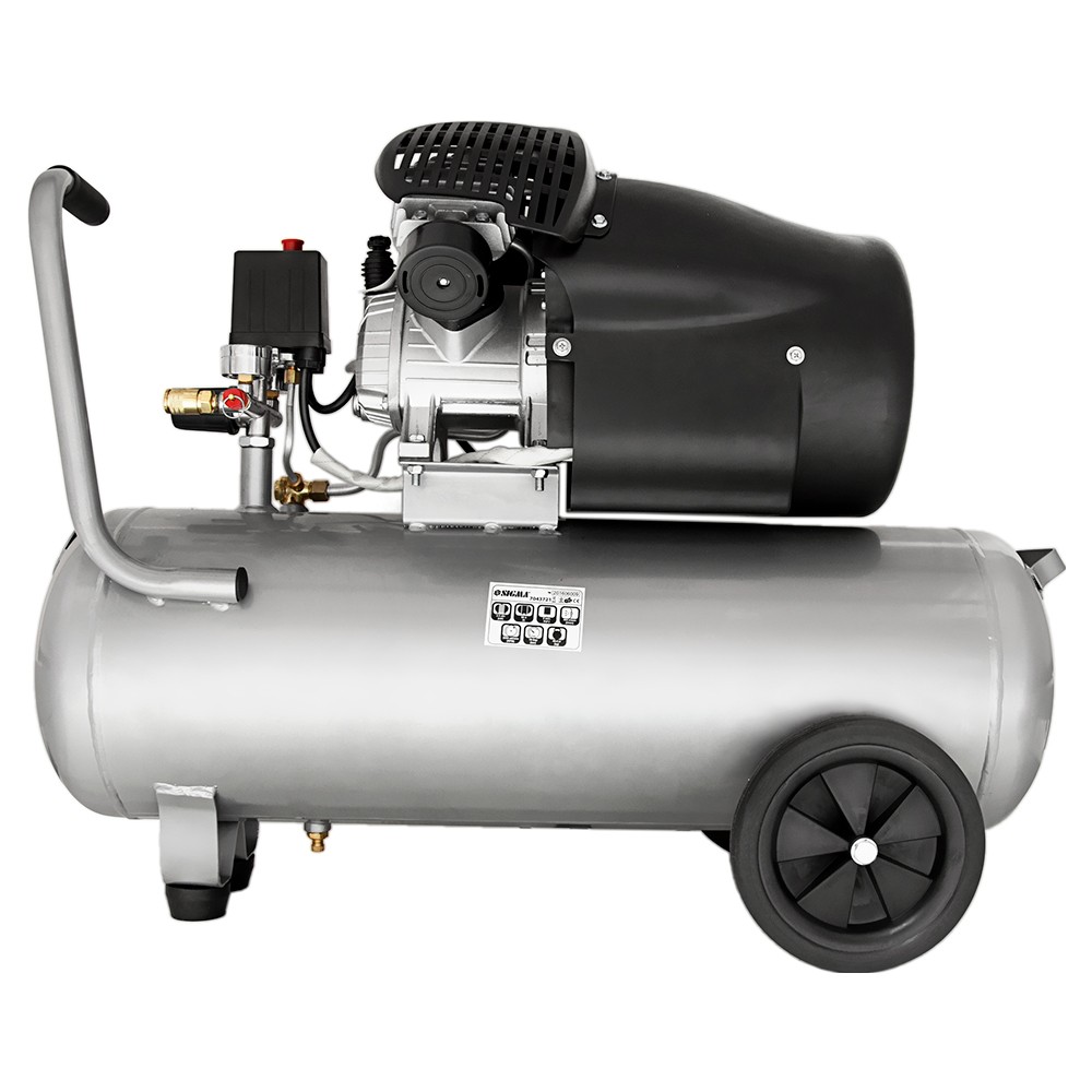 Компрессор Sigma двухцилиндровый (V) 2.5кВт 455л/мин 10бар 50л (2 крана)