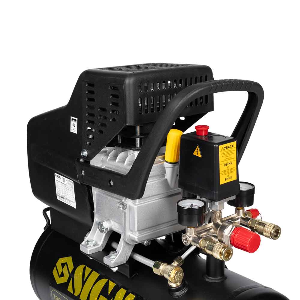 Компрессор Sigma одноцилиндровый 1.8кВт 230л/мин 8бар 24л (2 крана)