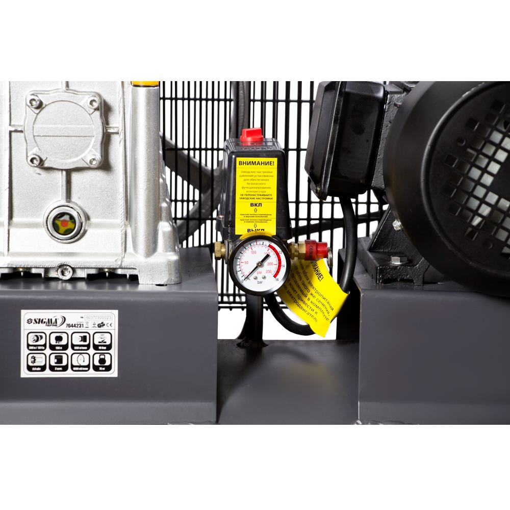 Компрессор Sigma Refine двухцилиндровый ременный (II) 380В 3кВт 550л/хв 10бар 150л 2 крана