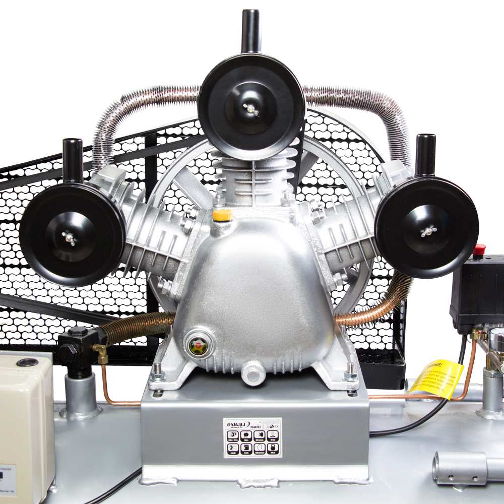 Компрессор Sigma трехцилиндровый ременный (W) 380В 5.5кВт 865л/мин 10бар 200л 2 крана
