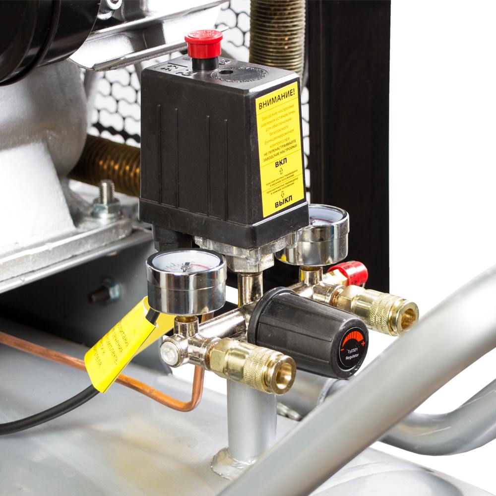 Компрессор Sigma трехцилиндровый ременный (W) 380В 5.5кВт 865л/мин 10бар 200л 2 крана