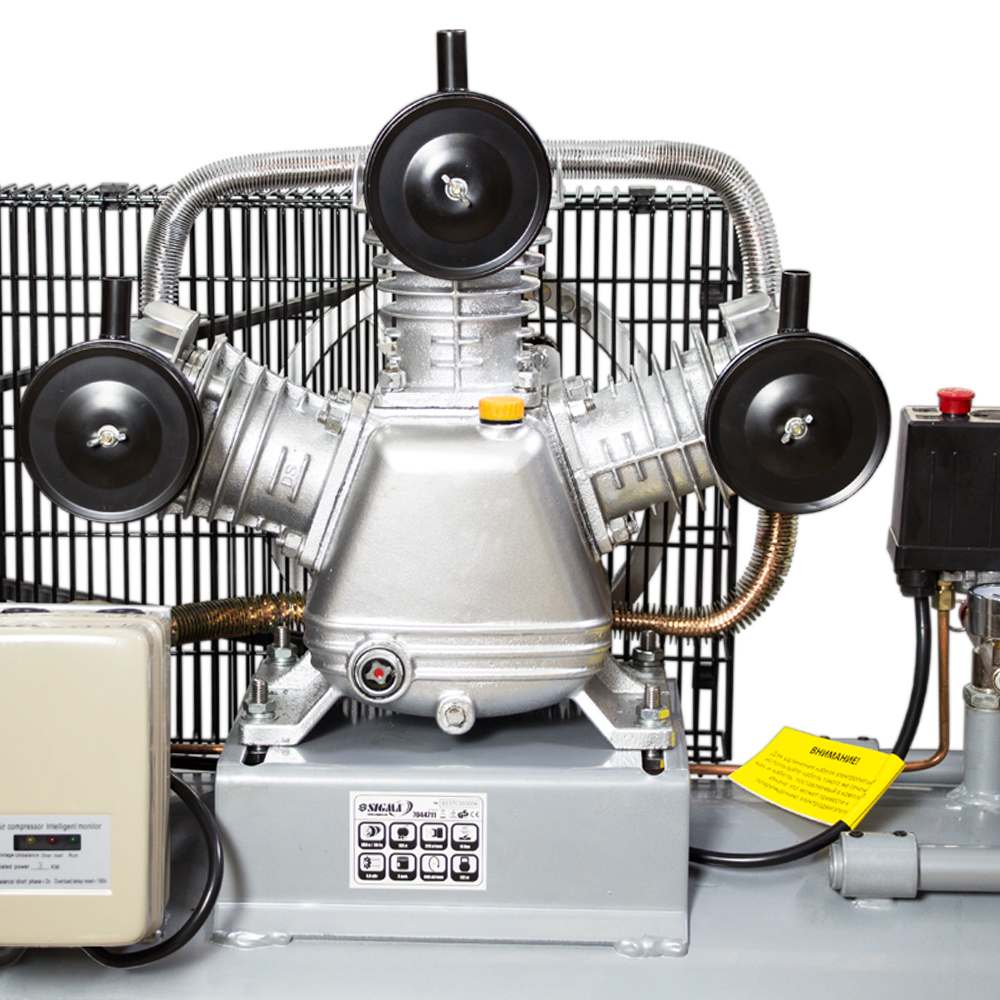 Компрессор Sigma трехцилиндровый ременный (W) 380В 3кВт 610л/мин 10бар 135л 2 крана