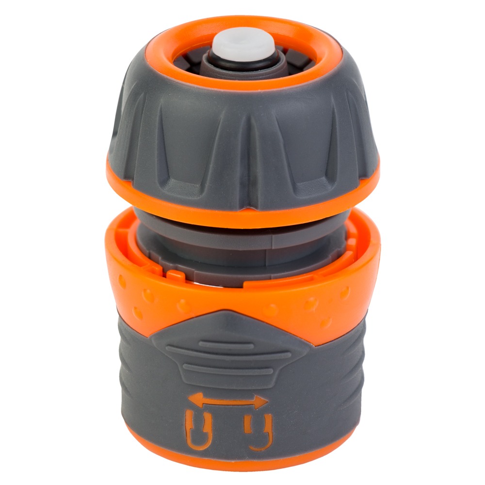 Конектор Flora 1/2" швидкознімний для шланга 1/2" аквастоп з замком (ABS + TPR)