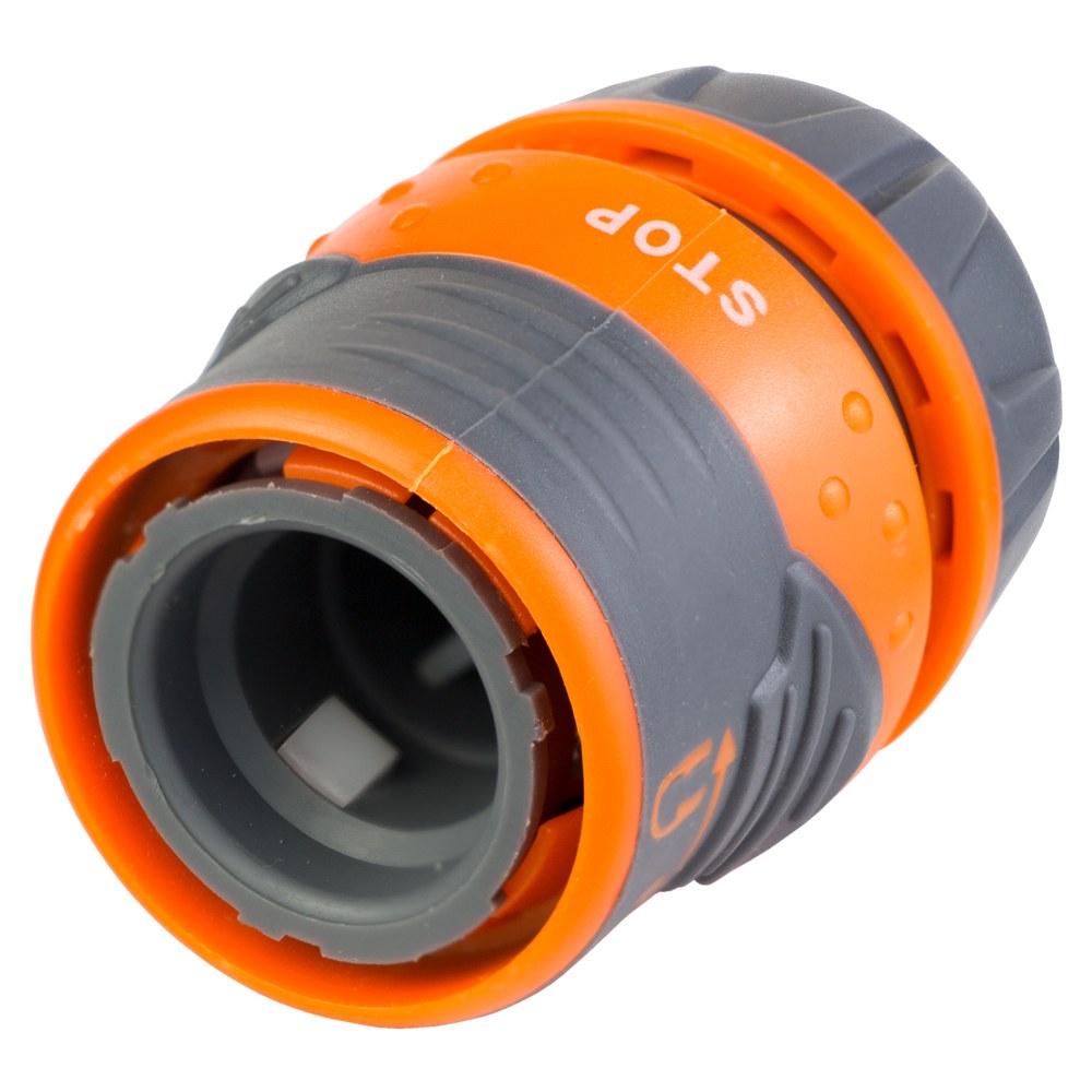 Коннектор Flora 1/2" быстросъемный для шланга 1/2" аквастоп с замком (ABS + TPR)