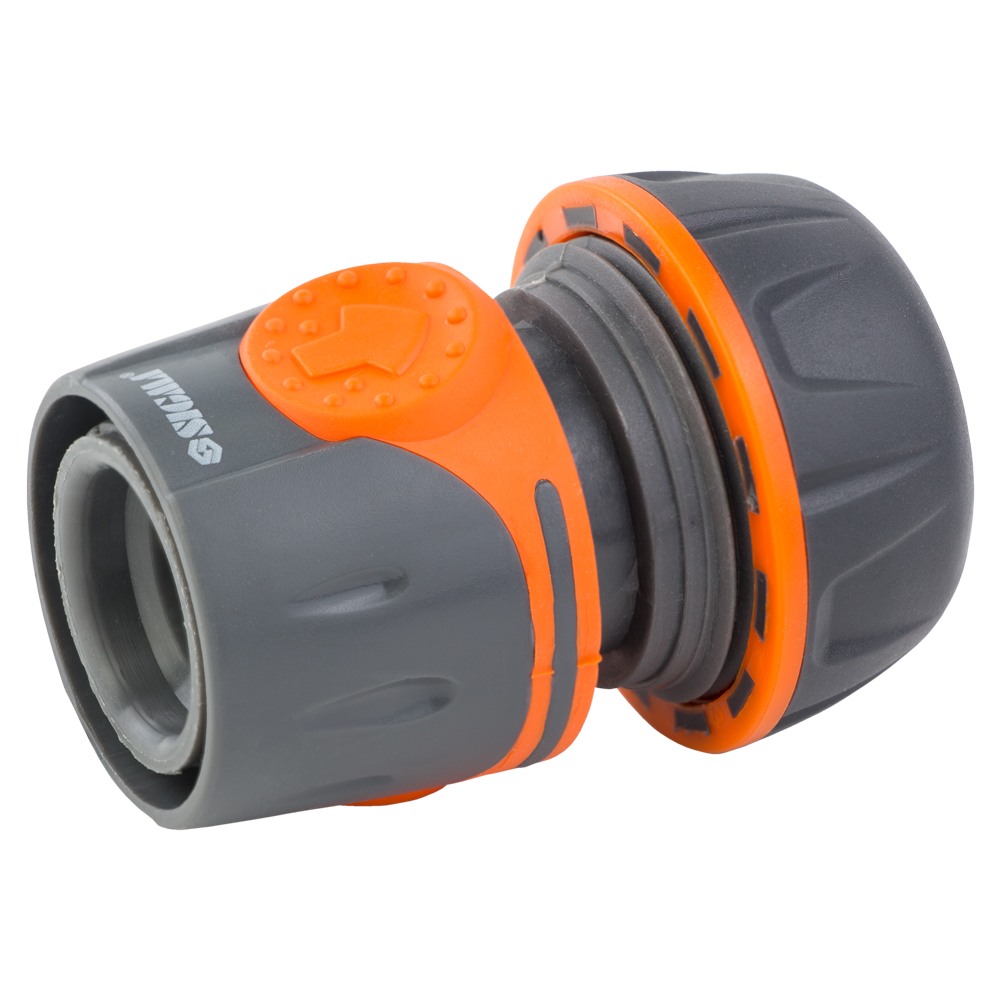 Коннектор Flora 1/2" быстросъемный для шланга 3/4" аквастоп (ABS + TPR)