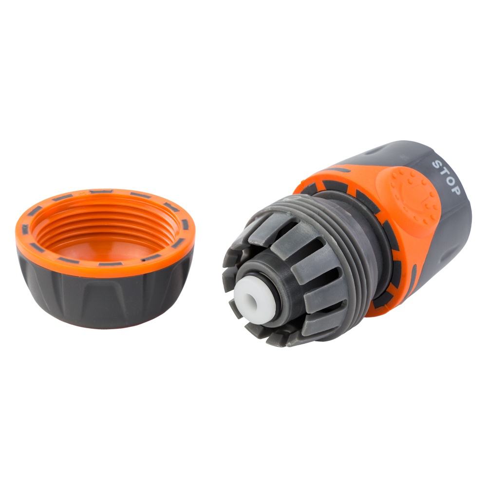 Коннектор Flora 1/2" быстросъемный для шланга 3/4" аквастоп (ABS + TPR)