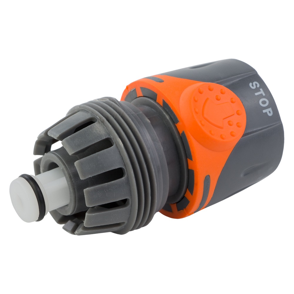 Коннектор Flora 1/2" быстросъемный для шланга 3/4" аквастоп (ABS + TPR)