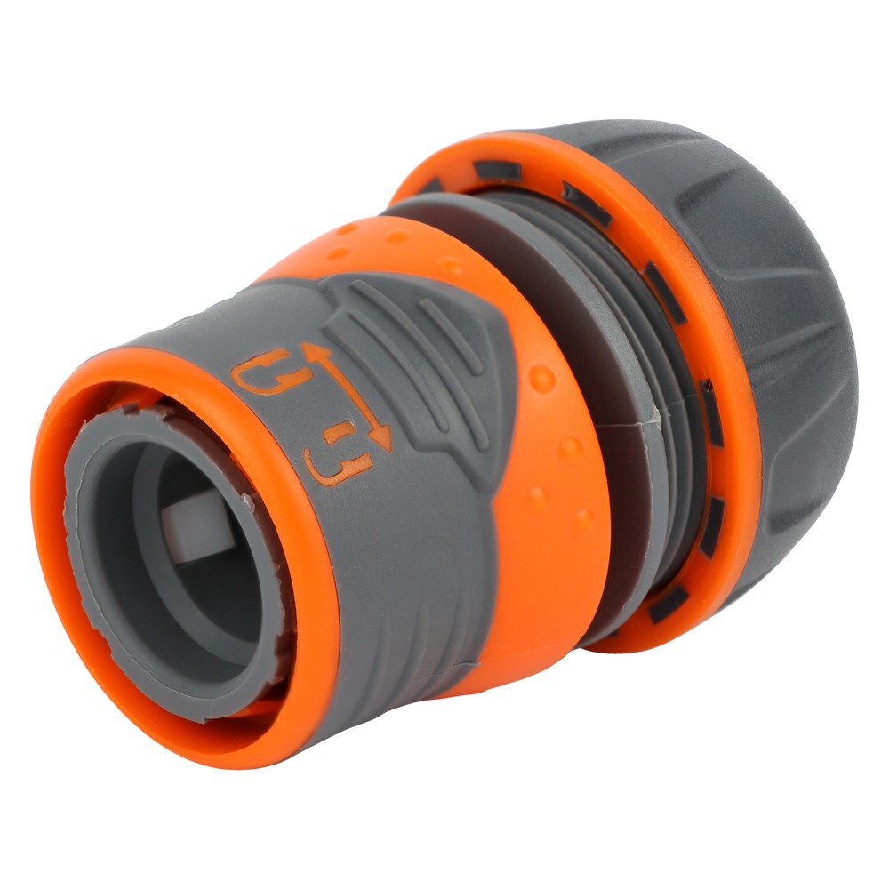 Конектор Flora 1/2" швидкознімний для шланга 3/4" аквастоп з замком (ABS + TPR)