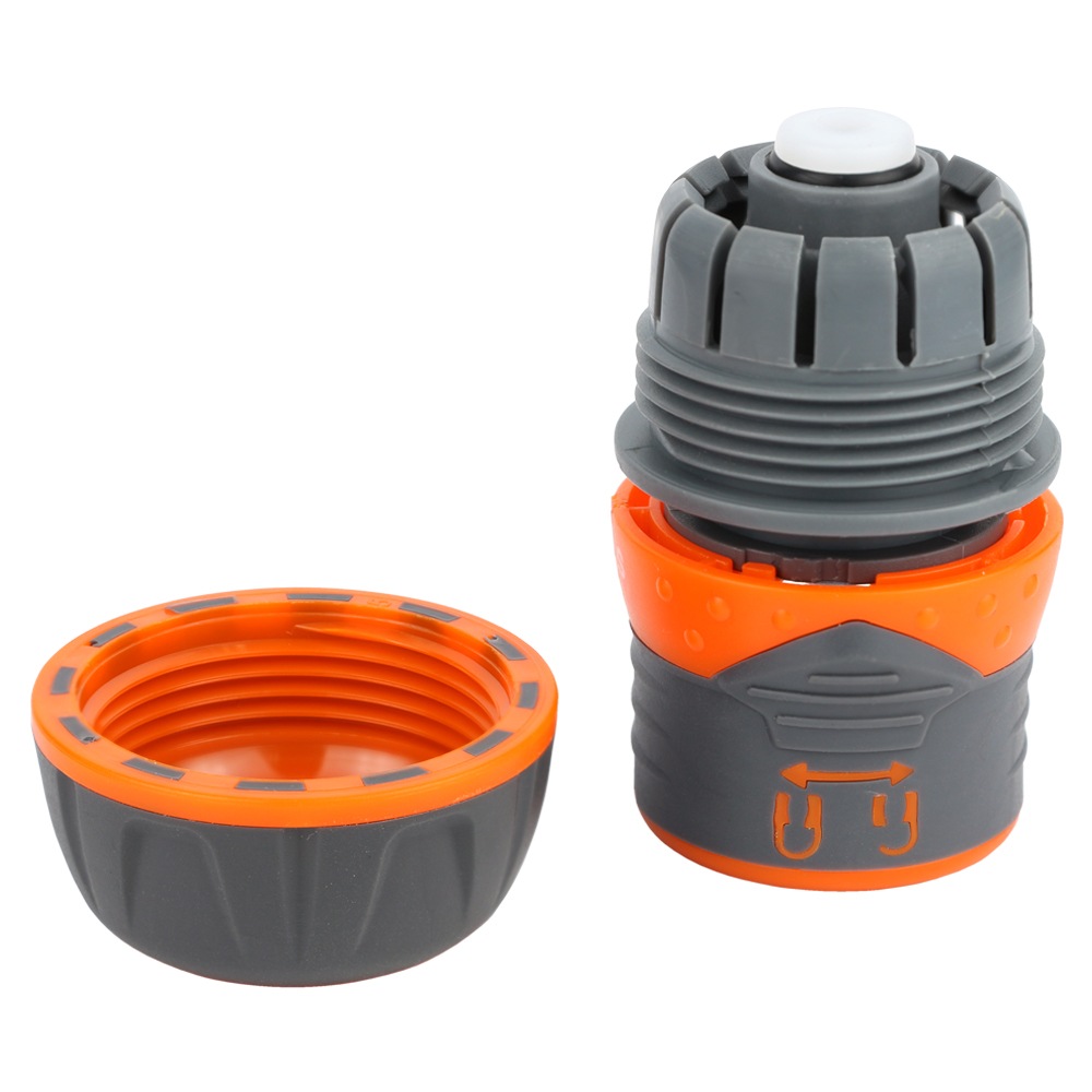 Конектор Flora 1/2" швидкознімний для шланга 3/4" аквастоп з замком (ABS + TPR)