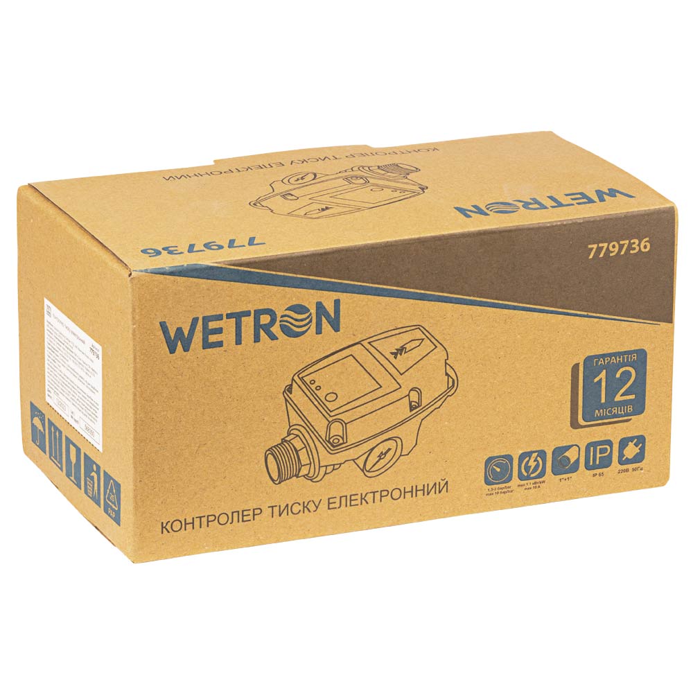 Контролер тиску електронний Wetron 1.1кВт Ø1" рег давл вкл 1.0-3.0 бар