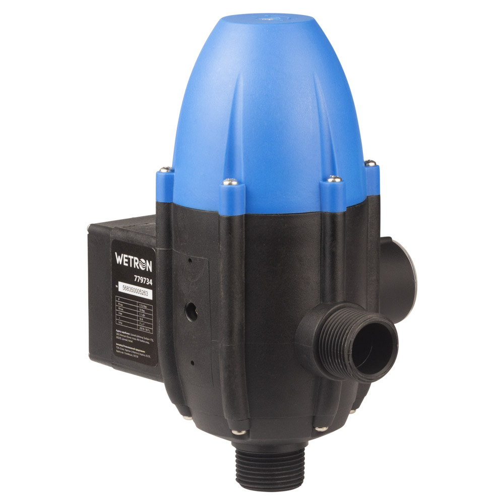 Контролер тиску електронний Wetron 1.1кВт Ø1" рег. тиск вкл 1.5-3.0 бар + розетка і вилка