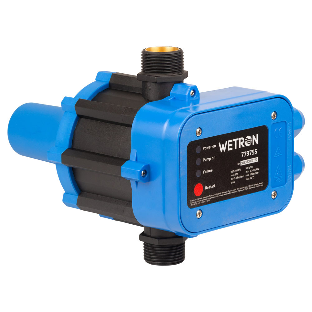 Контролер тиску електронний Wetron 1.1кВт Ø1" + рег тиску вкл 1.5-3.0 бар DSK-8.1