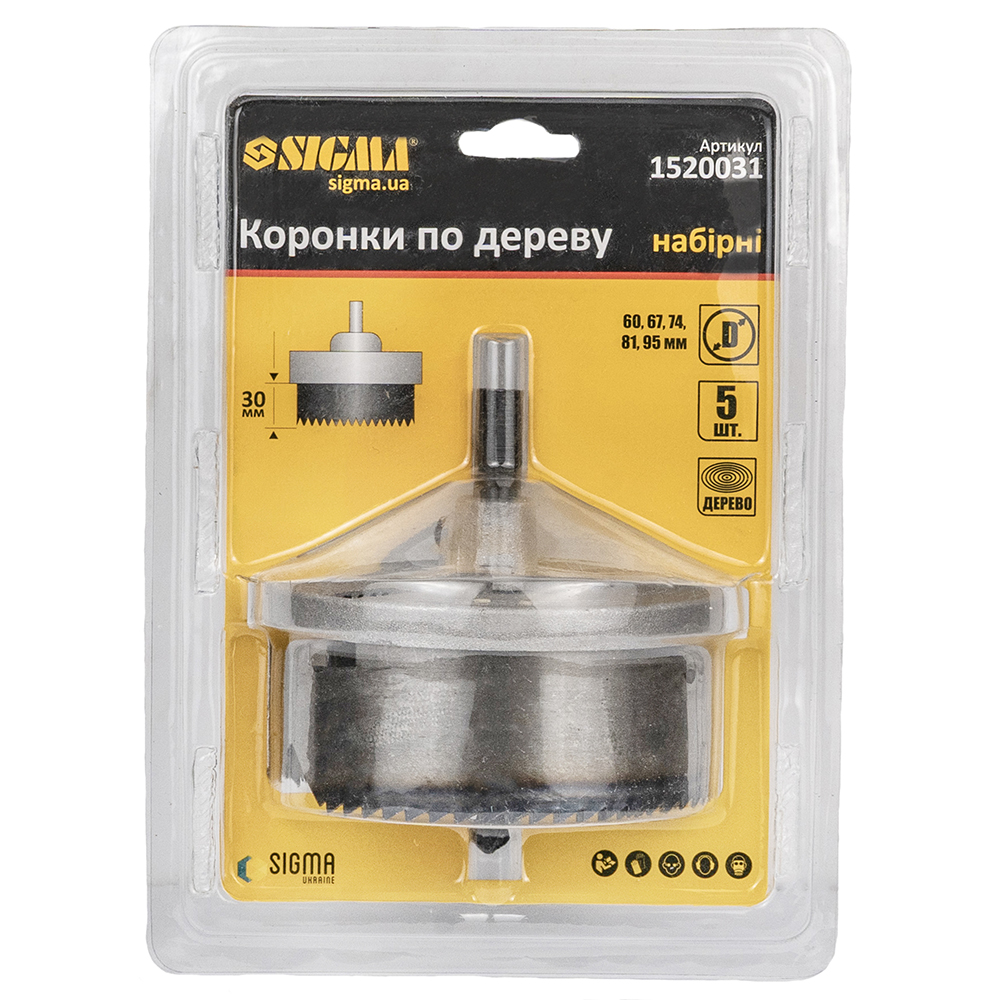 Коронки Sigma по дереву набірні 3" Ø60-95 мм висота 30 мм
