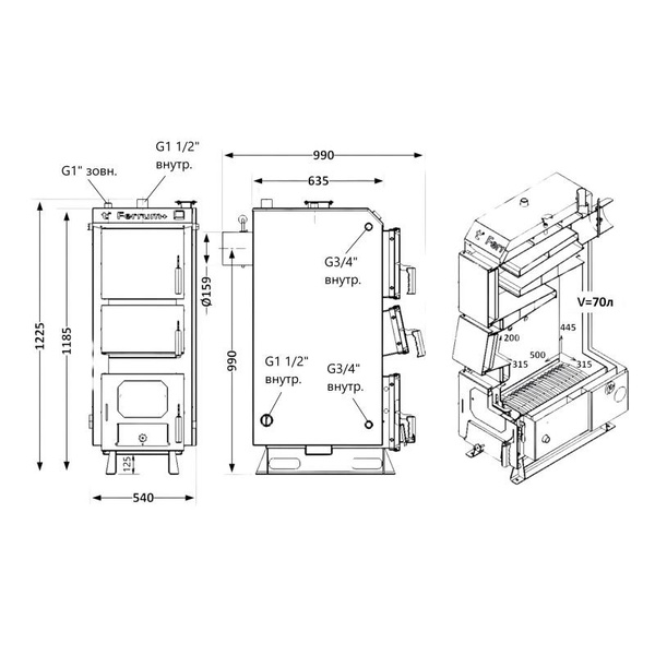 Котел твердотопливный стальной Thermo Alliance Ferrum Plus V 5.0 FSF+ 16