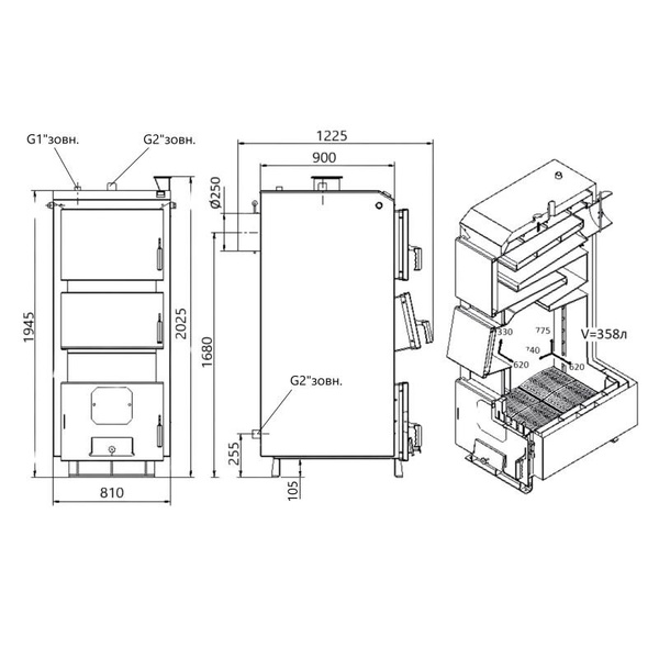 Котел твердотопливный стальной Thermo Alliance Vulcan Plus V 4.0 VPSFW 80