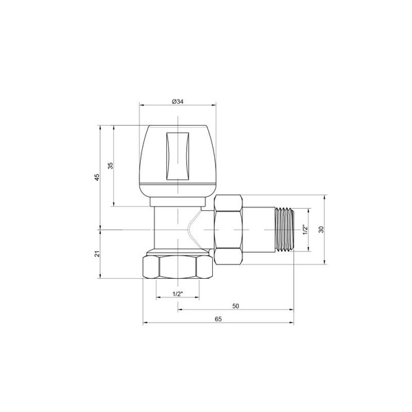 Кран радиаторный Icma 1/2" угловой (№803)