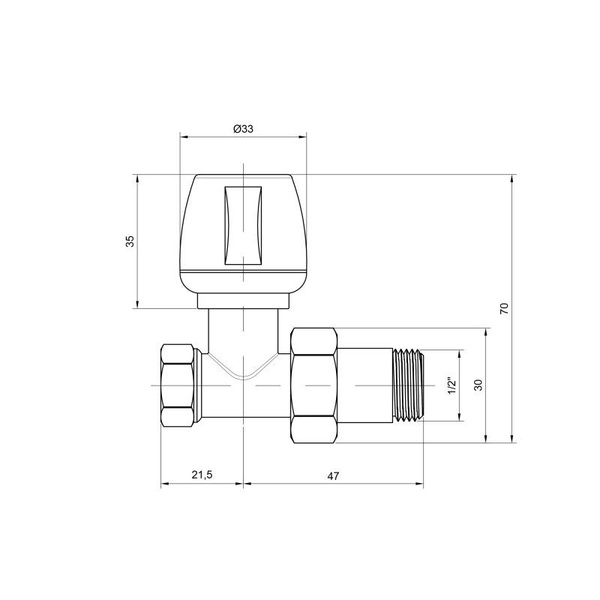 Кран радиаторный Icma 1/2" прямой (№813)