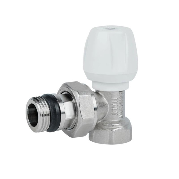 Кран радіаторний Icma 1/2" з антипротіканням кутовий з ручкою (№802+940)