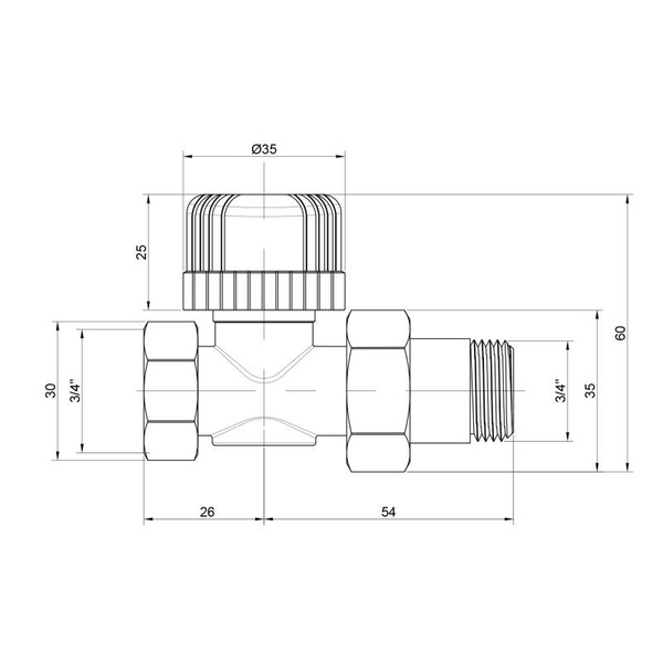Кран радиаторный Icma 3/4" 28 х 1,5 прямой (№775)