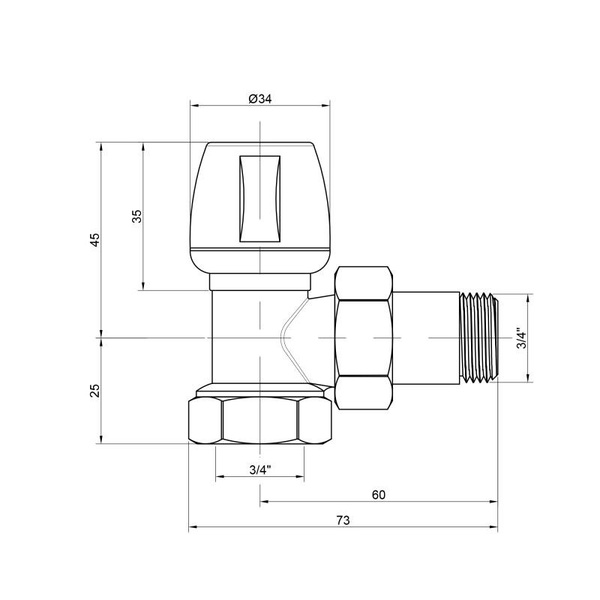 Кран радиаторный Icma 3/4" угловой (№803)