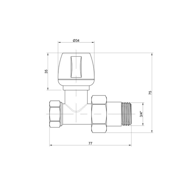 Кран радиаторный Icma 3/4" прямой (№813)