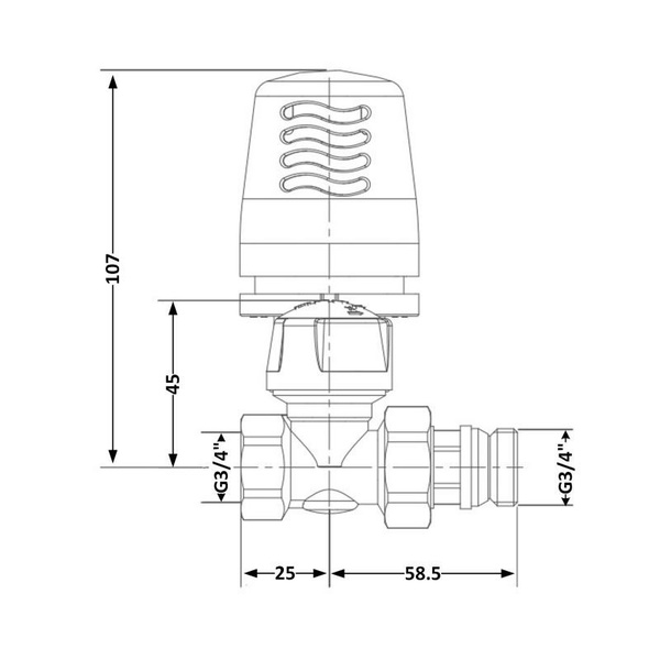 Кран радиаторный термостатический Icma 3/4" ВН прямой №765+940 (82765AE06940)