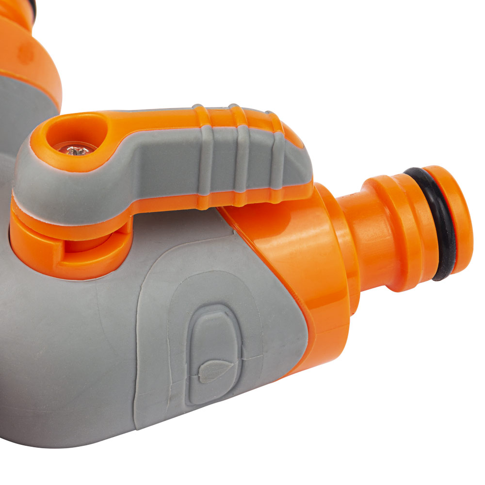 Кран розподільний Flora з адаптерами 1/2" 2 виходи на кран 3/4" з латунованою різьбою (ABS + TPR)