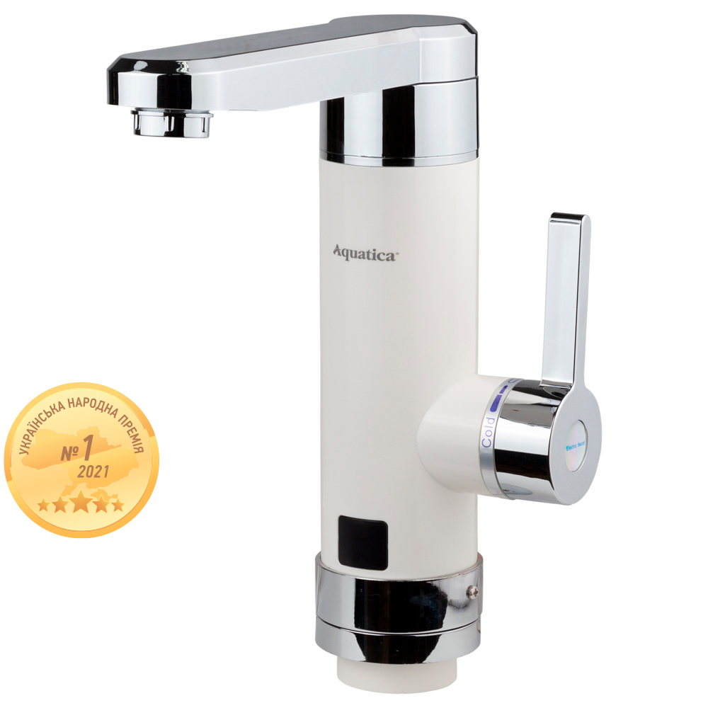 Кран-водонагрівач проточний для кухні Aquatica HZ 3.0кВт 0.4-5бар гусак прямий на гайці (W)