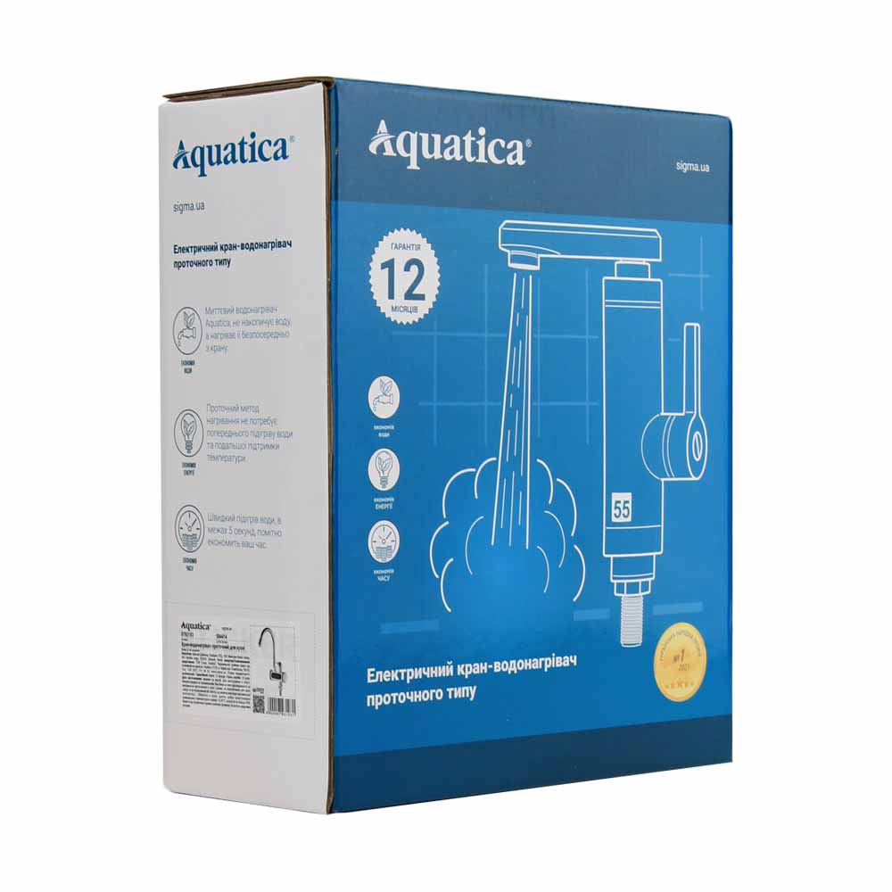 Кран-водонагреватель проточный для кухни Aquatica JZ 3.0кВт 0.4-5бар гусак ухо на гайке