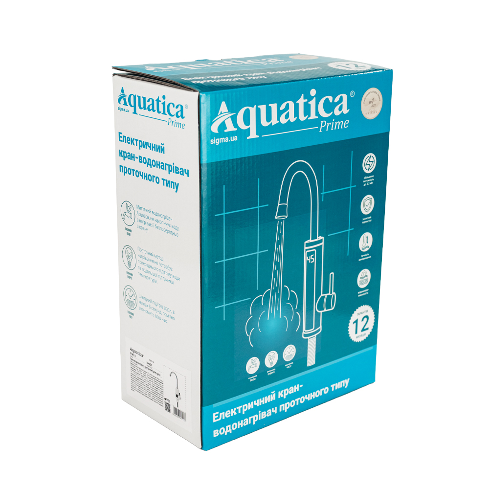 Кран-водонагрівач проточний для кухні Aquatica s96 3.3кВт вилив вухо на гайці з дисплеєм і термостатом