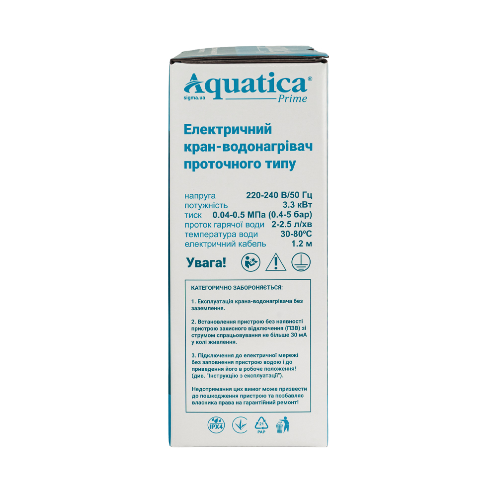 Кран-водонагреватель проточный для кухни Aquatica s96 3.3кВт излив ухо на гайке с дисплеем и термостатом