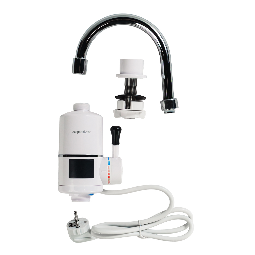 Кран-водонагрівач проточний для кухні Aquatica s96 3.3кВт вилив вухо на гайці з індикатором і термостатом