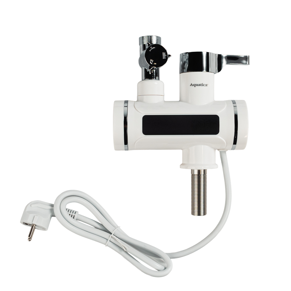 Кран-водонагрівач проточний для ванни Aquatica s92 3.3кВт вилив вухо на гайці з дисплеєм і термостатом