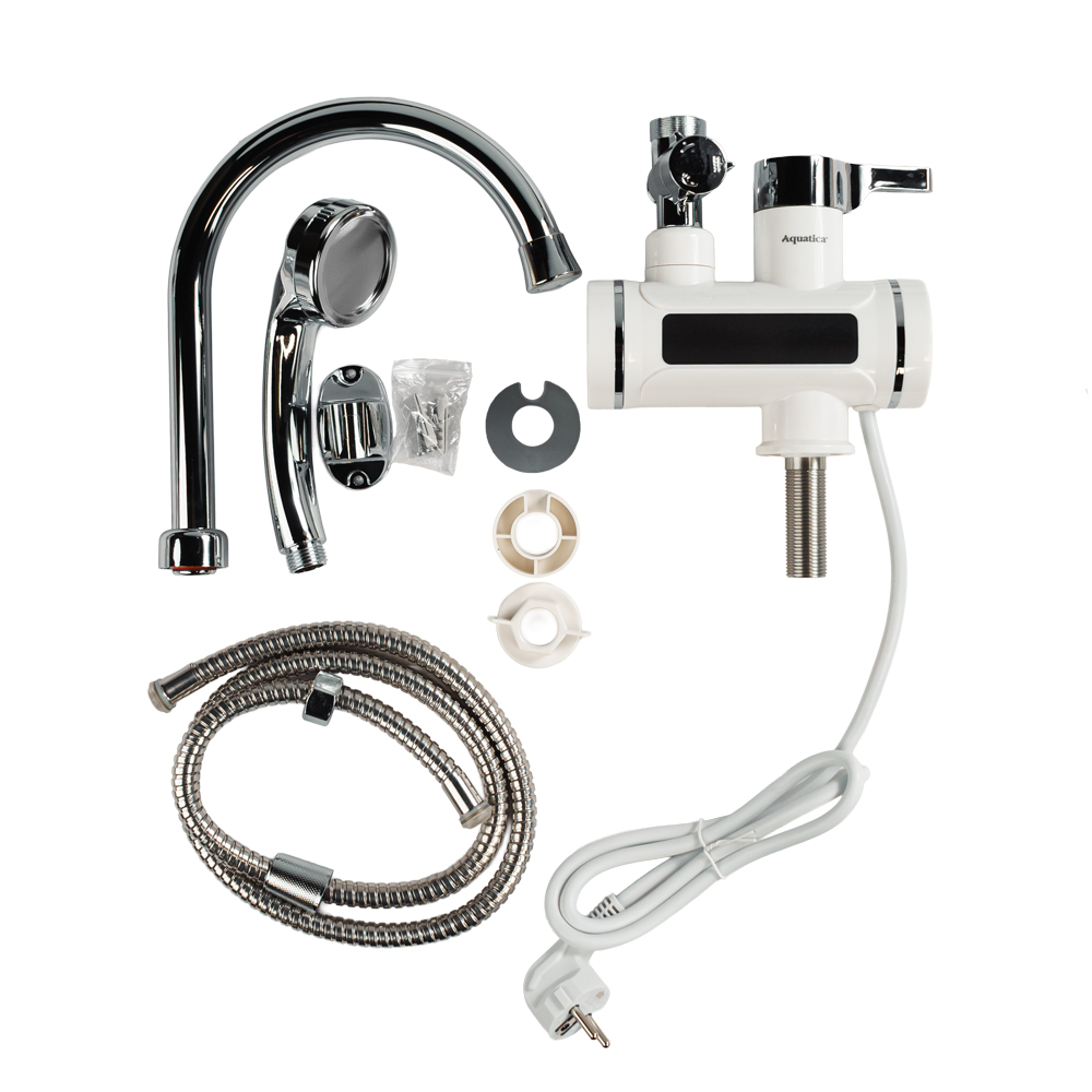 Кран-водонагрівач проточний для ванни Aquatica s92 3.3кВт вилив вухо на гайці з дисплеєм і термостатом