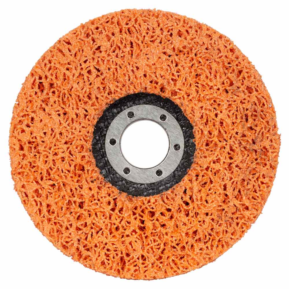 Круг зачисний Sigma з нетканого абразиву (корал) Т27 Ø125 x 22.23 мм помаранчевий жорсткий