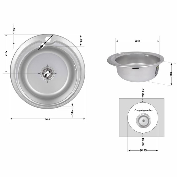 Кухонная мойка Brinex 510-D 0,8 мм Micro Decor (BRIN510MDEC08)