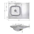 Кухонная мойка Brinex 6080-L 0,6 мм Satin (BRIN6080LSAT06)