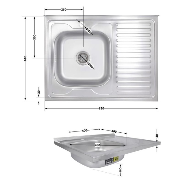 Кухонная мойка Brinex 6080-L 0,6 мм Satin (BRIN6080LSAT06)