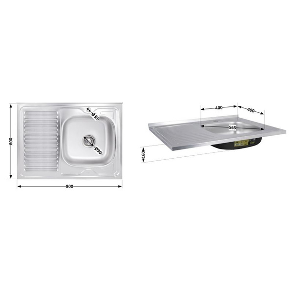 Кухонная мойка Brinex 6080-R 0,6 мм Satin (BRIN6080RSAT06)