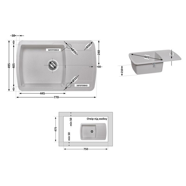 Кухонная мойка Lidz 770х490/200 STO-10 (LIDZSTO10770490200)