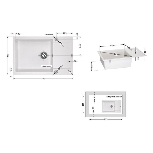 Кухонная мойка Lidz 781x510/200 STO-10 (LIDZSTO10781510200)